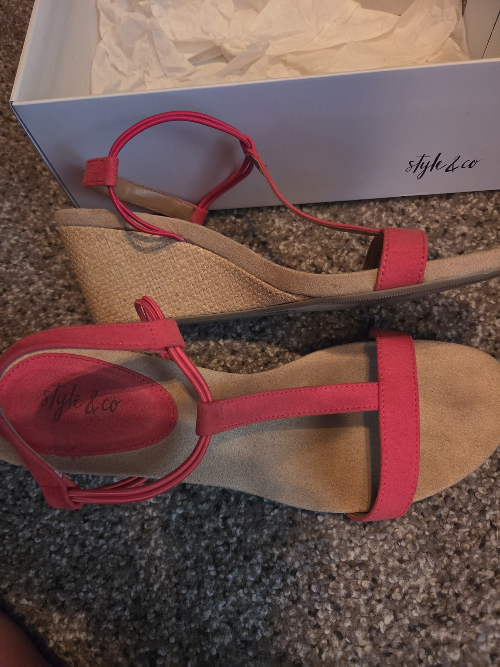 Style & Co. Coral Pink Espadrille Wedge Sandals